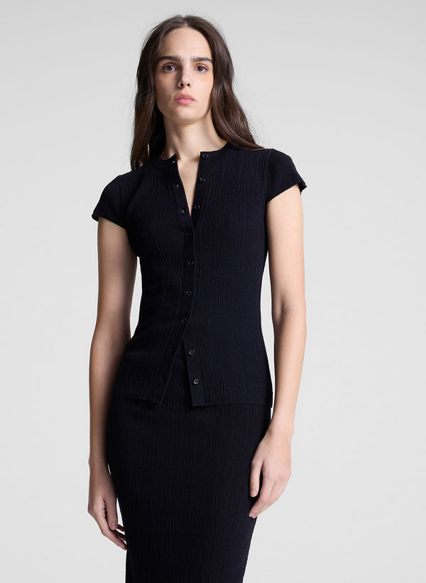 a.l.c. Parker Fine Cotton Cardigan Black