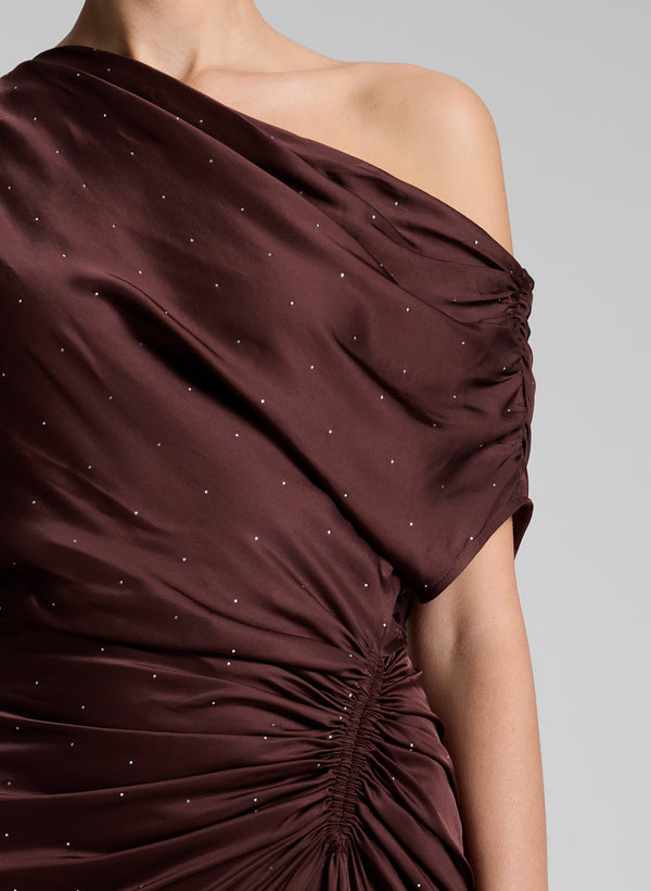 A.l.c. Penny Embellished Satin Maxi Dress Ganache