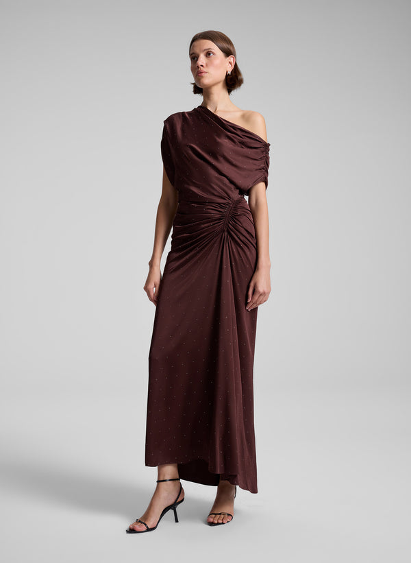 A.l.c. Penny Embellished Satin Maxi Dress Ganache