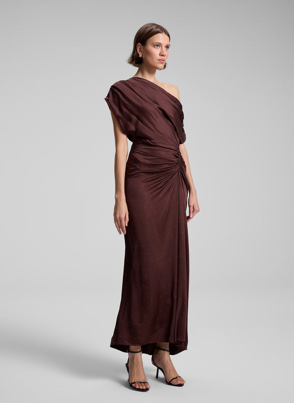 A.l.c. Penny Embellished Satin Maxi Dress Ganache