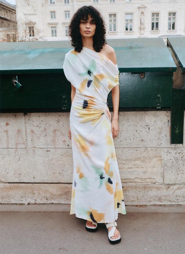 a.l.c. Penny Satin Maxi Dress Floral Multi