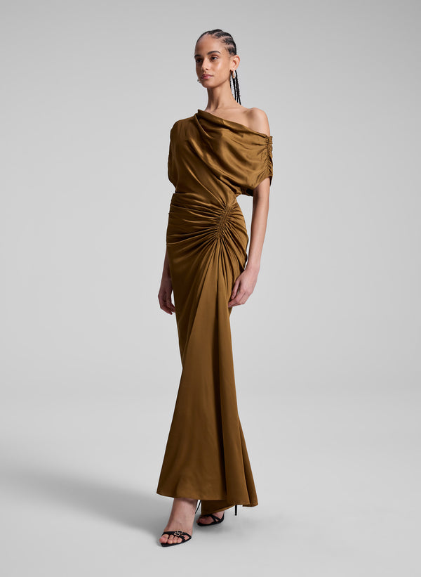 A.l.c. Penny Satin Maxi Dress Mocha