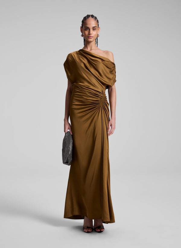 a.l.c. Penny Satin Maxi Dress Mocha