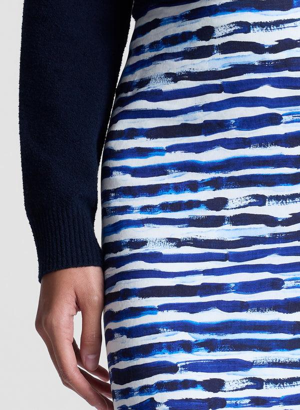 A.l.c. Phoebe Cotton Striped Midi Skirt Navy Stripe