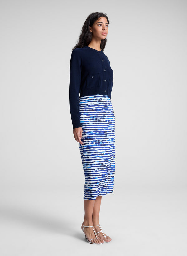 A.l.c. Phoebe Cotton Striped Midi Skirt Navy Stripe