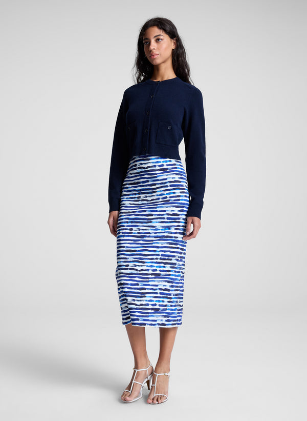 A.l.c. Phoebe Cotton Striped Midi Skirt Navy Stripe
