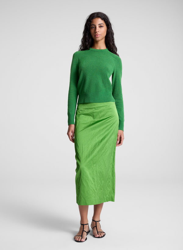 a.l.c. Phoebe Satin Midi Skirt Lily Green