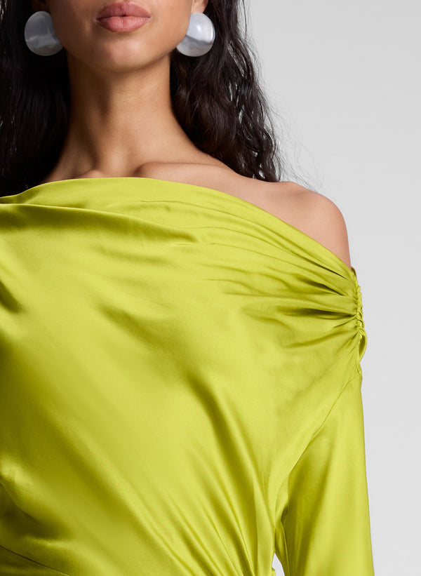 A.l.c. Piper Satin Dress Green Amber