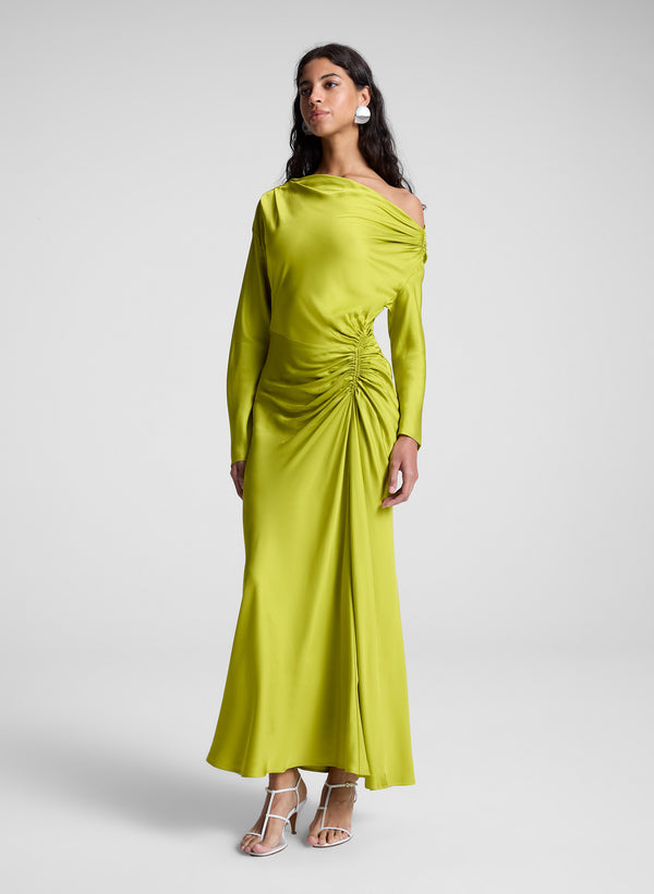 A.l.c. Piper Satin Dress Green Amber