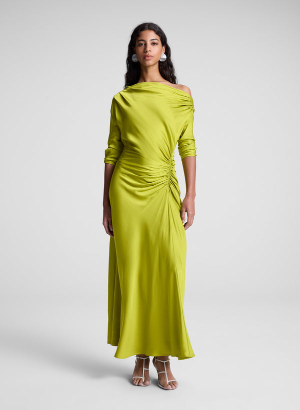 a.l.c. Piper Satin Dress Green Amber