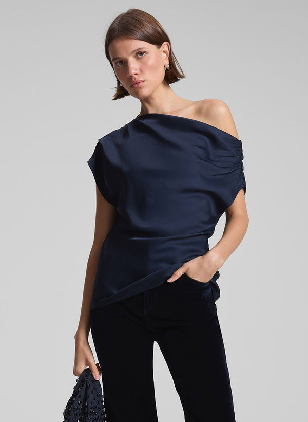 a.l.c. Poppy Satin Top Dark Sapphire