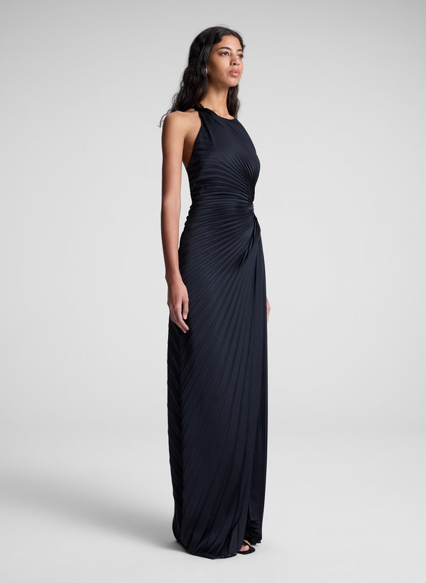 A.l.c. Reagan Satin Pleated Gown Black