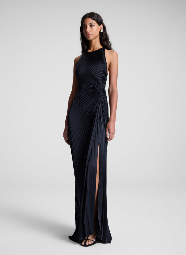 A.l.c. Reagan Satin Pleated Gown Black