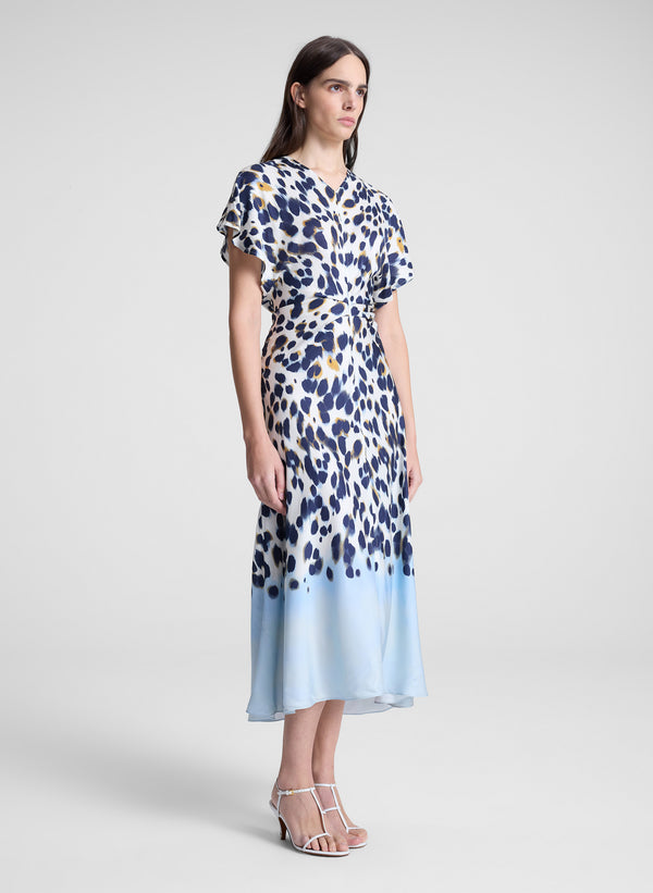 a.l.c. Rem Printed Midi Dress Navy/Light Blue