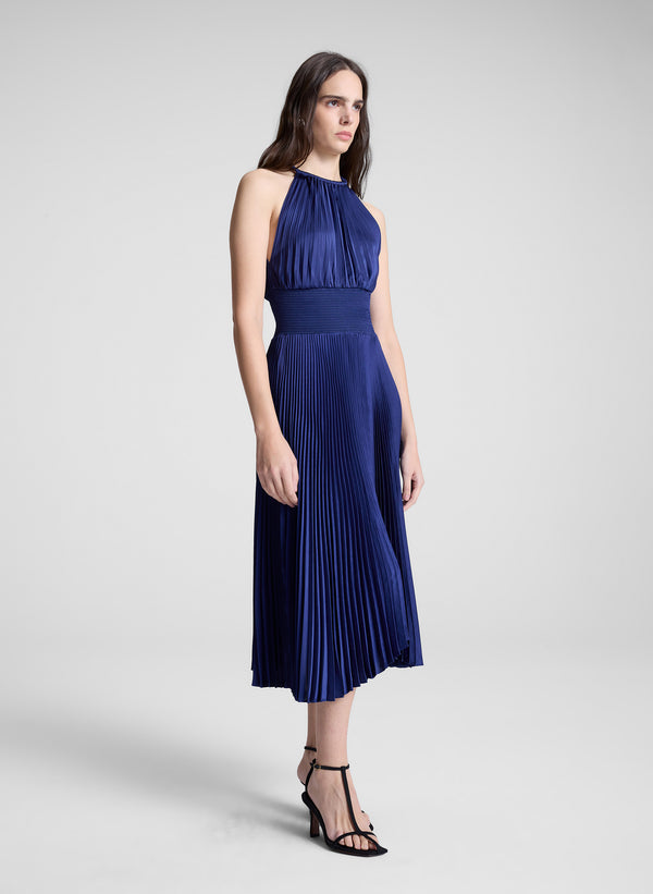 A.l.c. Renzo II Satin Pleated Dress Riviera