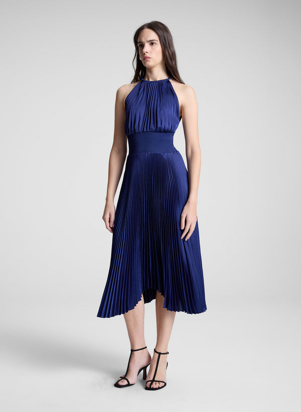 A.l.c. Renzo II Satin Pleated Dress Riviera