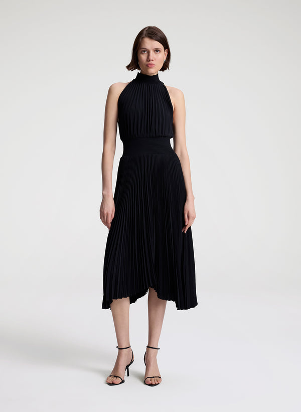 a.l.c. Renzo Matte Pleated Dress Black