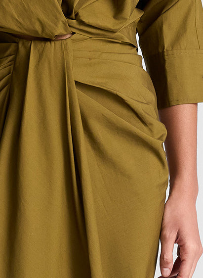 A.l.c. Rhodes Draped Cotton Midi Skirt Hazel