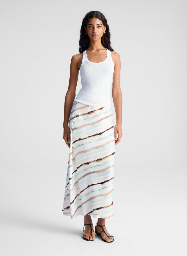 a.l.c. Rita Striped Midi Skirt Mint Multi