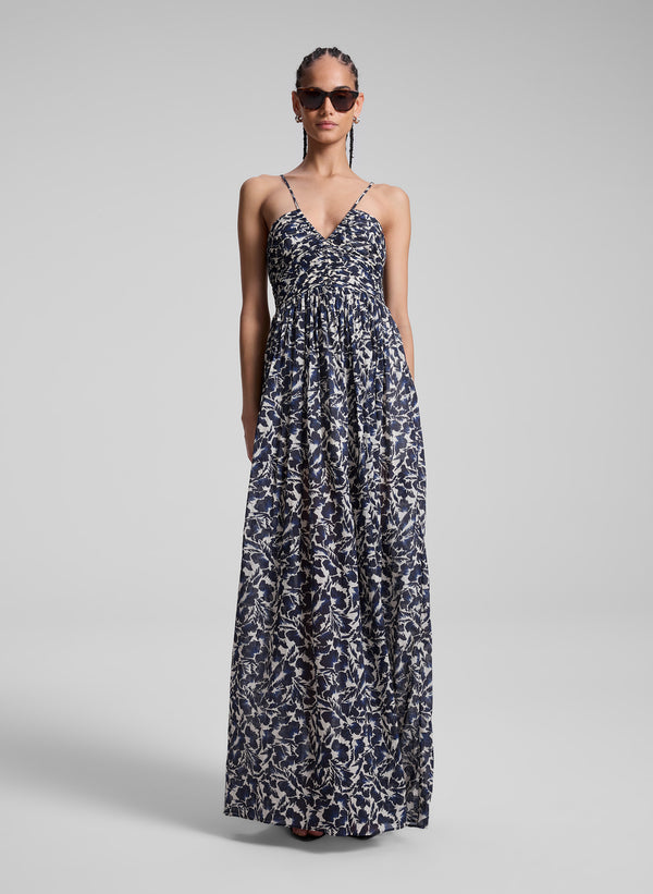 a.l.c. Romy Cotton Maxi Dress Navy/Cream