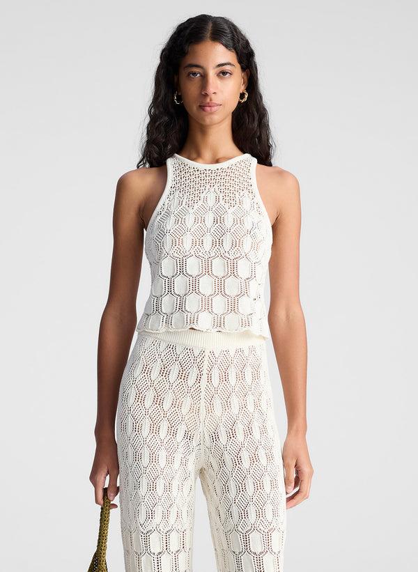 a.l.c. Rosa Crochet Knit Top Off White