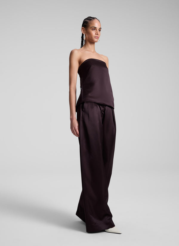 A.l.c. Ryder Satin Wide Leg Pant Chocolate Plum