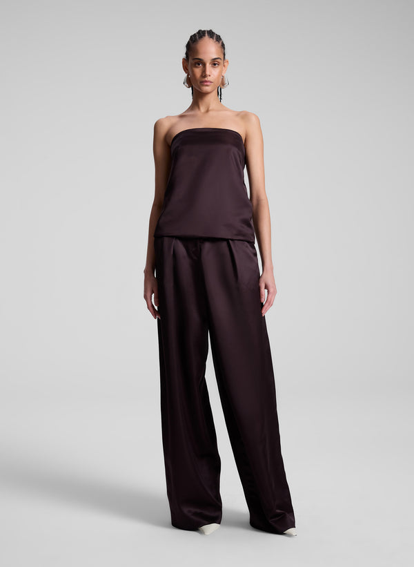 a.l.c. Ryder Satin Wide Leg Pant Chocolate Plum