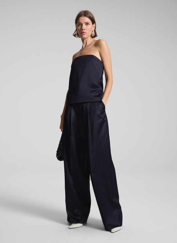 a.l.c. Ryder Satin Wide Leg Pant Deep Navy