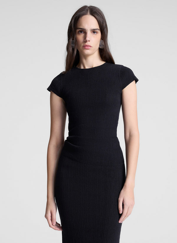 a.l.c. Sam Fine Cotton Knit Top Black