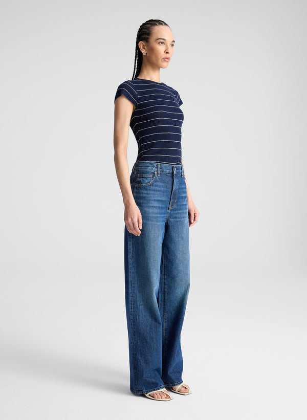 A.l.c. Sam Fine Cotton Knit Top Navy/Bright White