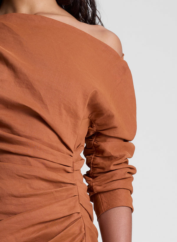 A.l.c. Sona Linen Mini Dress Red Rock