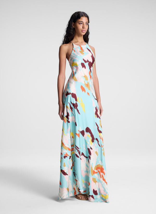 A.l.c. Sybil Printed Satin Maxi Dress Mint Multi