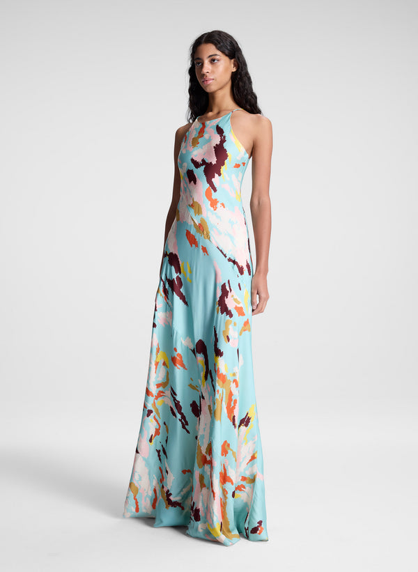 A.l.c. Sybil Printed Satin Maxi Dress Mint Multi