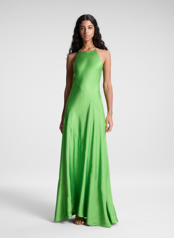 a.l.c. Sybil Satin Maxi Dress Lily Green