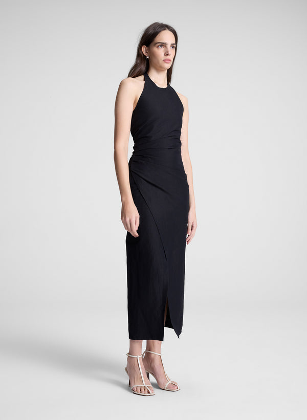 A.l.c. Sylvie Linen Midi Halter Dress Black