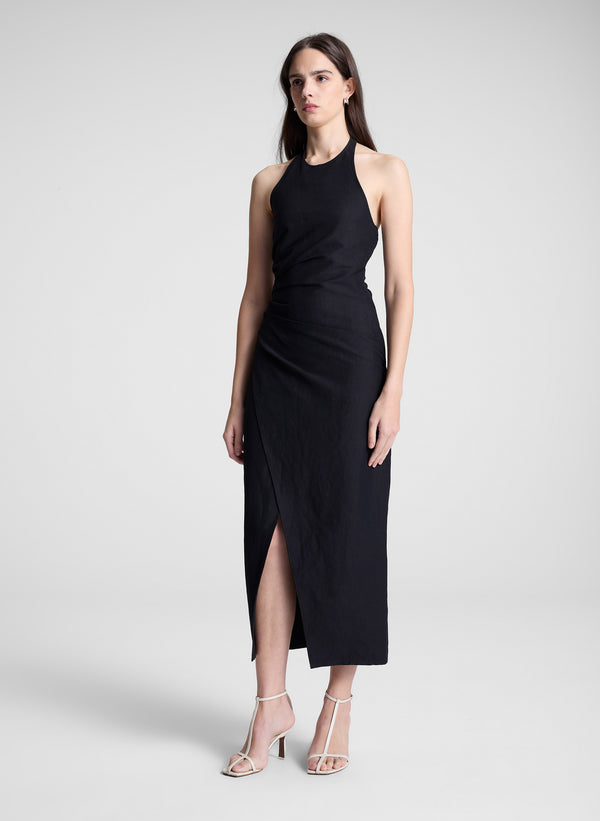 A.l.c. Sylvie Linen Midi Halter Dress Black