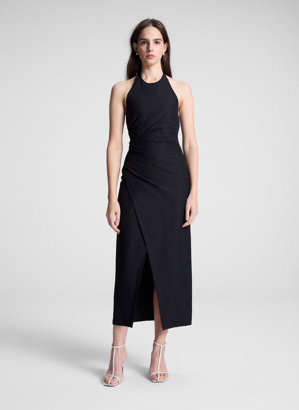 a.l.c. Sylvie Linen Midi Halter Dress Black