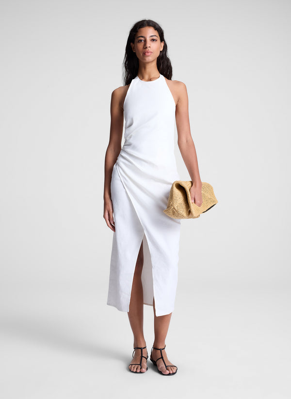 a.l.c. Sylvie Linen Midi Halter Dress White