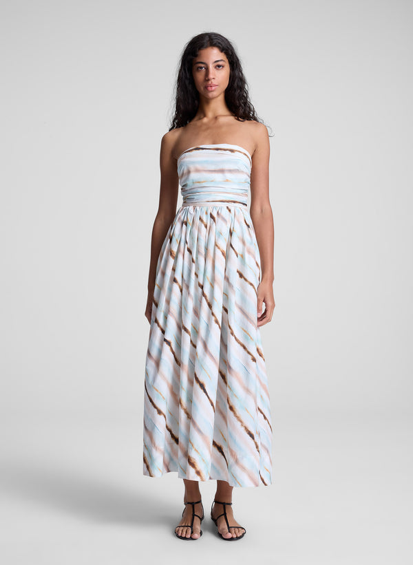 A.l.c. Tara Striped Strapless Midi Dress Mint Multi