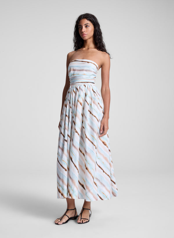 A.l.c. Tara Striped Strapless Midi Dress Mint Multi