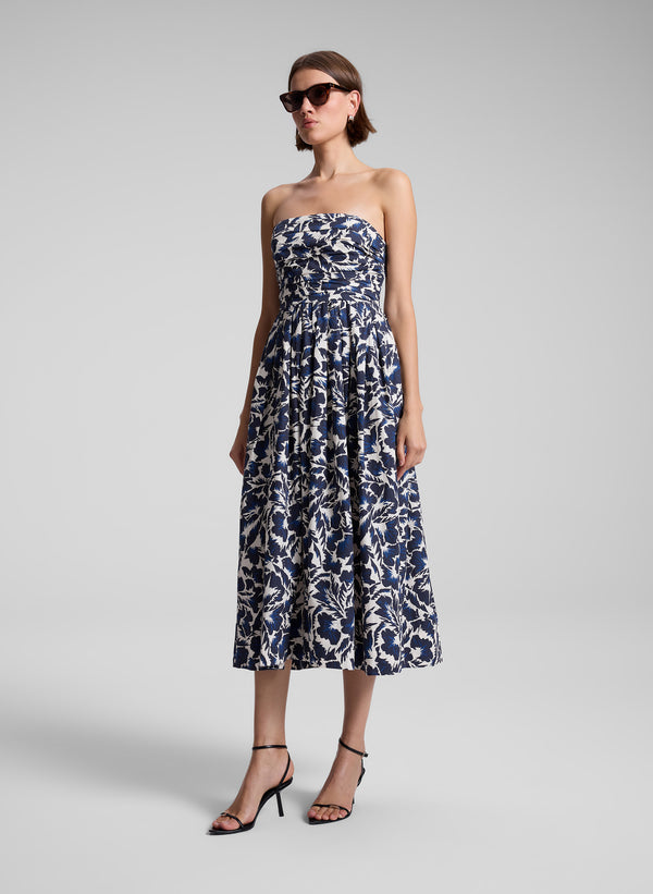 A.l.c. Tate Strapless Midi Dress Navy/Cream