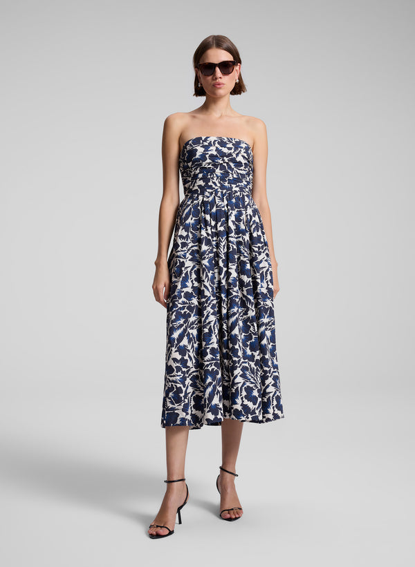 A.l.c. Tate Strapless Midi Dress Navy/Cream