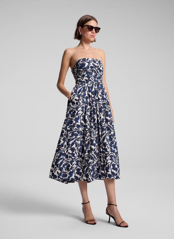 a.l.c. Tate Strapless Midi Dress Navy/Cream
