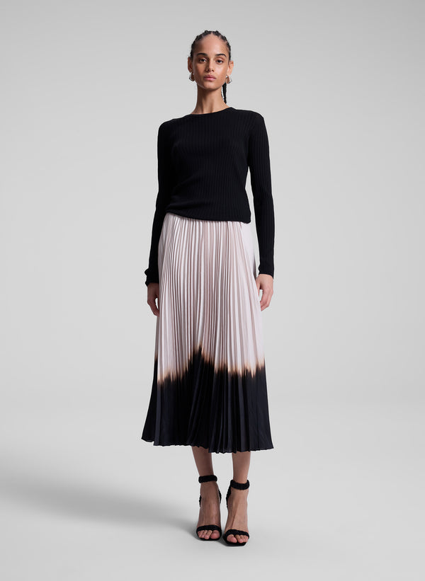 A.l.c. Tatum Pleated Midi Skirt Oyster/Black