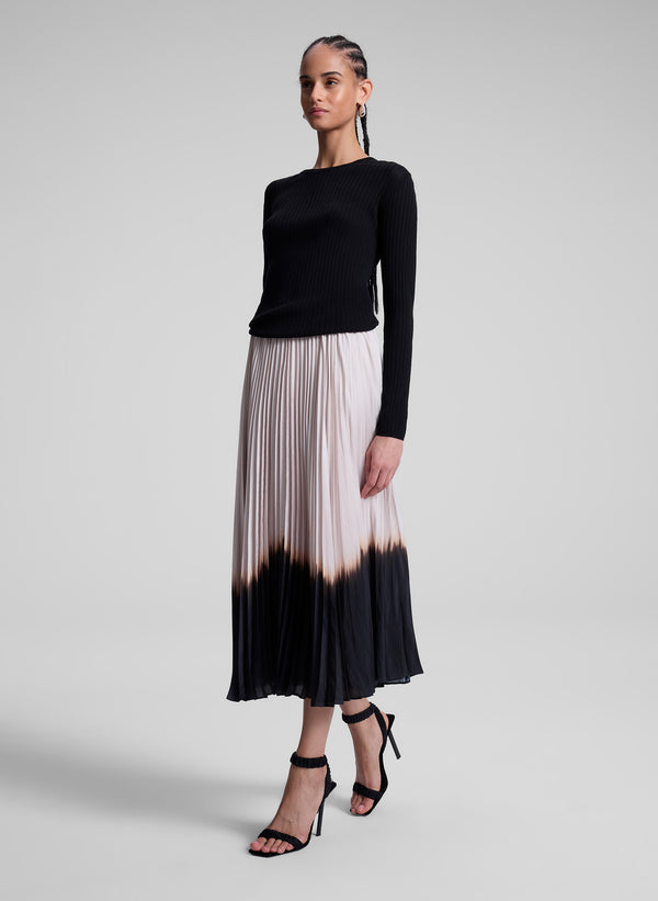 A.l.c. Tatum Pleated Midi Skirt Oyster/Black
