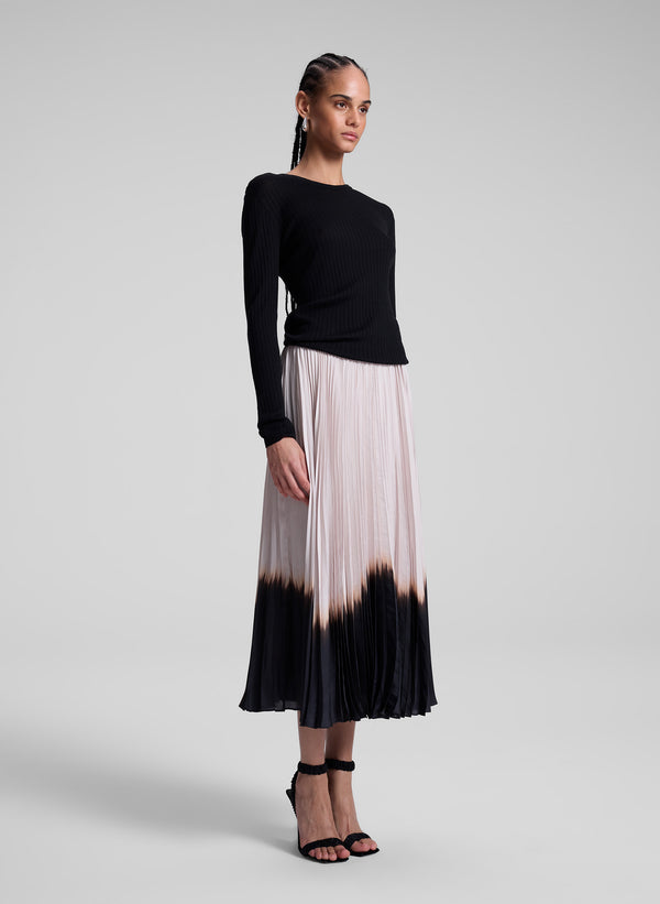 a.l.c. Tatum Pleated Midi Skirt Oyster/Black