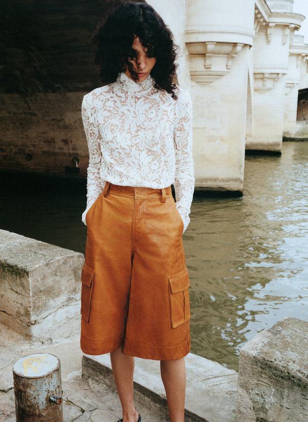 a.l.c. Toby Leather Short Whiskey