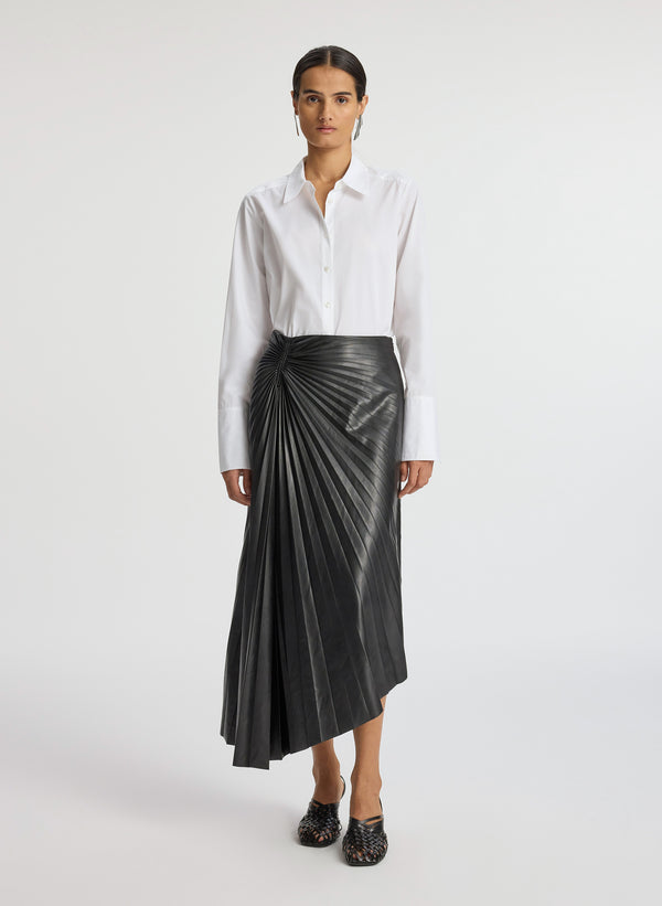 a.l.c. Tracy Smooth Vegan Leather Skirt Black