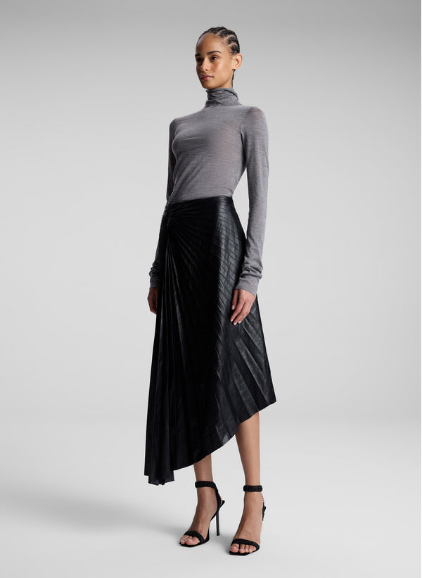 A.l.c. Tracy Textured Vegan Leather Skirt Black