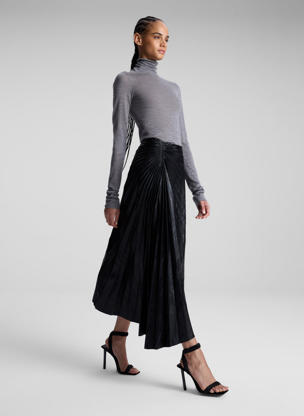 a.l.c. Tracy Textured Vegan Leather Skirt Black